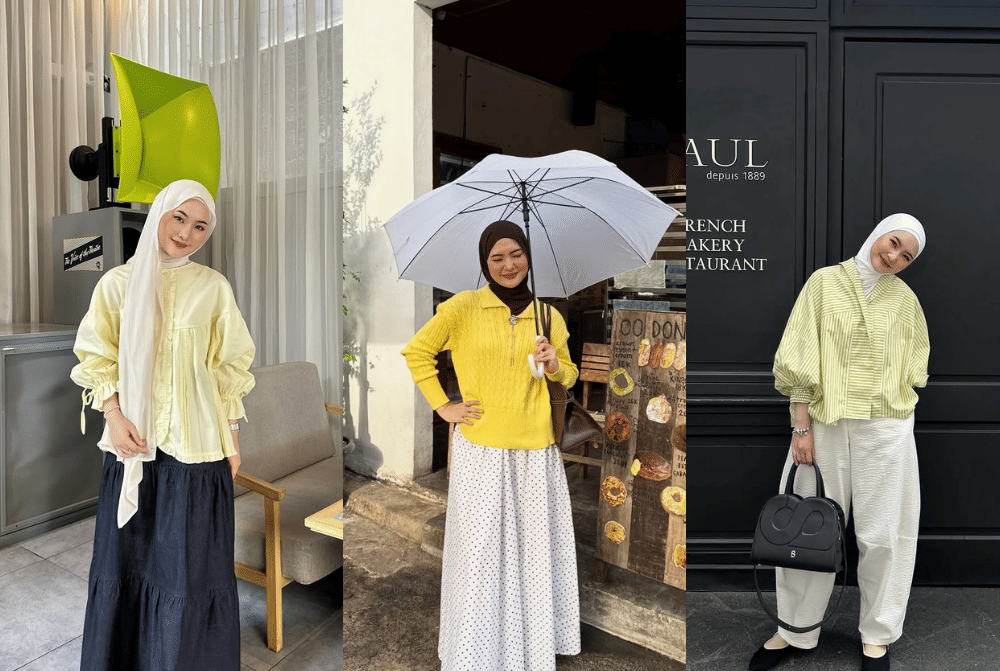 7 OOTD Hijab Nuansa Kuning ala Intan Ghazella, Sunshine Vibes!