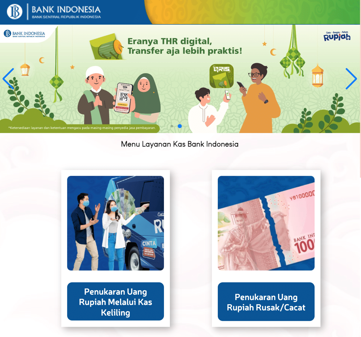 halaman depan aplikasi PINTAR BI