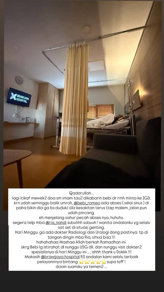 cerita Meisya Siregar yang sedang iktikaf namun tiba-tiba suaminya, Bebi Romeo, harus dilarikan ke IGD