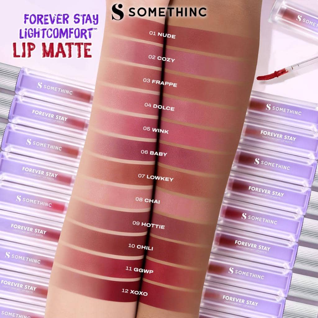 Pilihan warna Forever Stay LightComfort Lip Matte. 