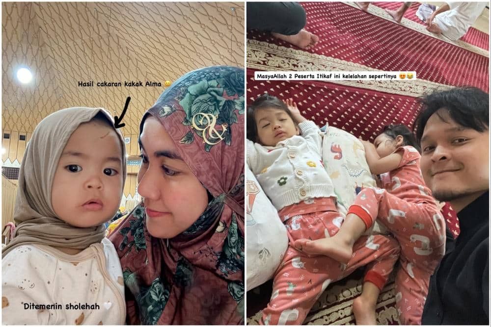 7 Potret Keluarga Anisa Rahma Iktikaf di Masjid, Ajak 3 Putri Kecil