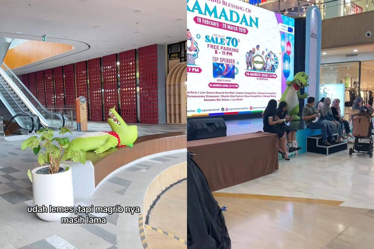 Kroko, maskot buaya kelayapan di Grand Metropolitan Bekasi