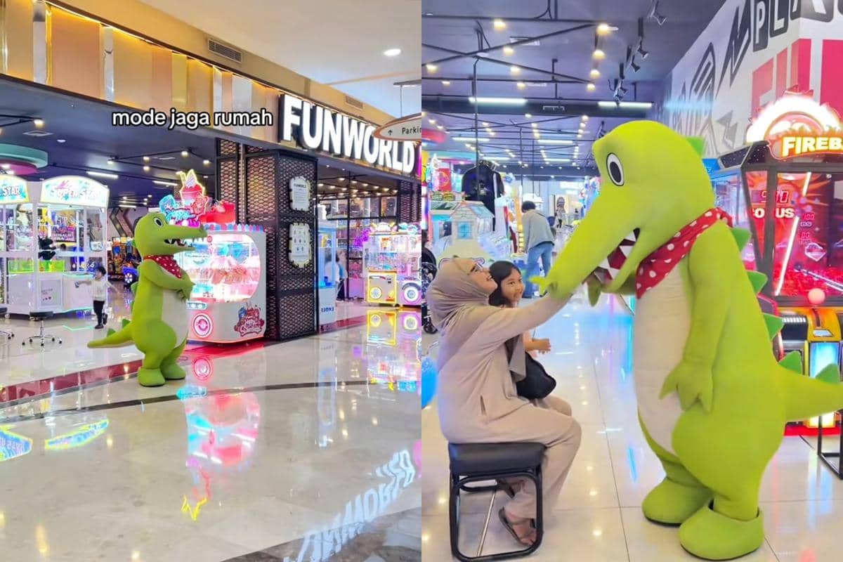 Kroko, maskot buaya kelayapan di Grand Metropolitan Bekasi