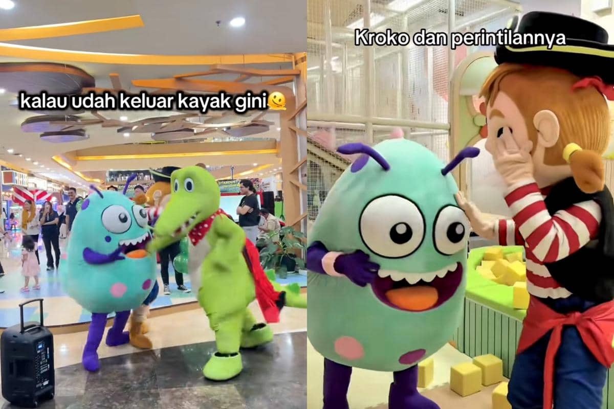 Kroko, maskot buaya kelayapan di Grand Metropolitan Bekasi