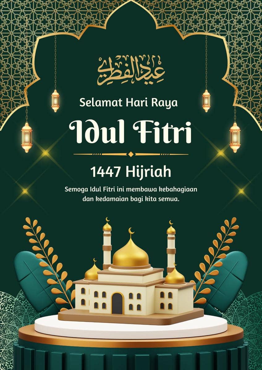 Gambar Ucapan Idul Fitri 2026 (canva.com/LA-Porto Co)