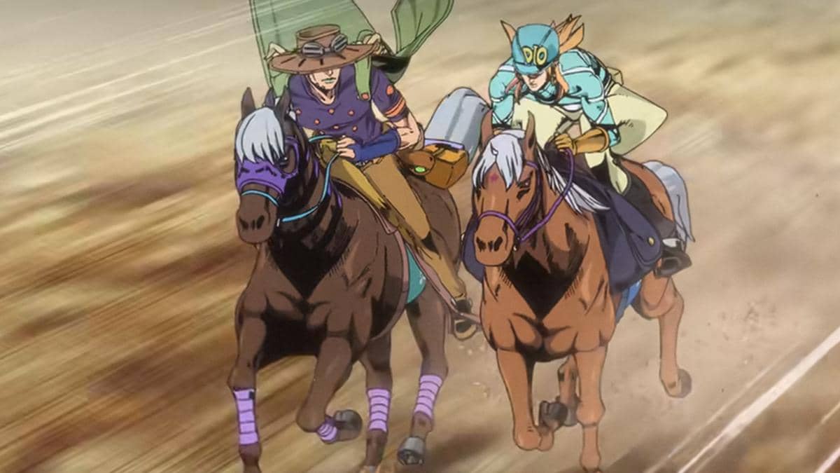 Diego dan Gyro saling menyalip - Steel Ball Run