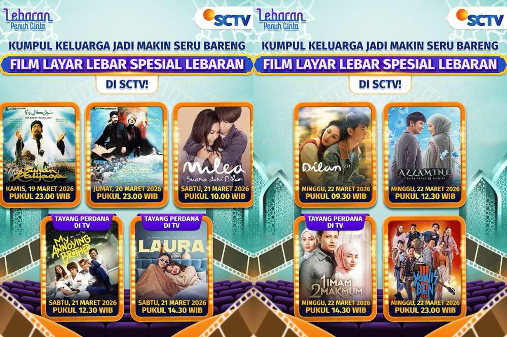 Jadwal film Lebaran 2026 di SCTV menampilkan film yang tayang perdana seperti My Annoying Brother dan Laura