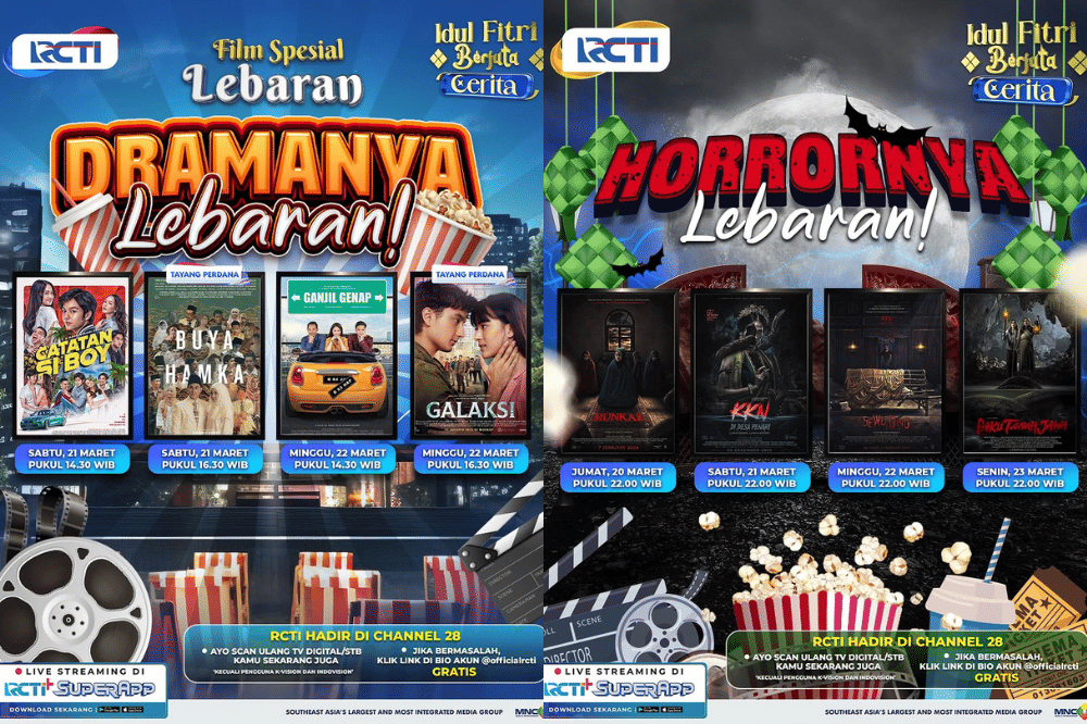 Jadwal film Lebaran 2026 di RCTI menampilkan film yang tayang perdana seperti Buya Hamka dan Galaksi