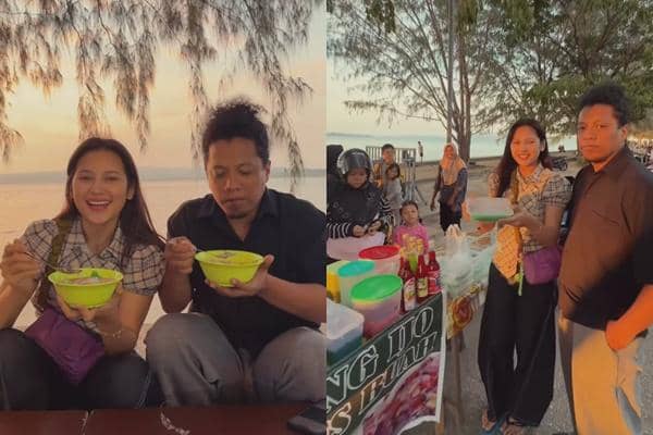 Indah Permatasari Buka Puasa Syahdu di Pinggir Pantai Kampung Halaman Suami