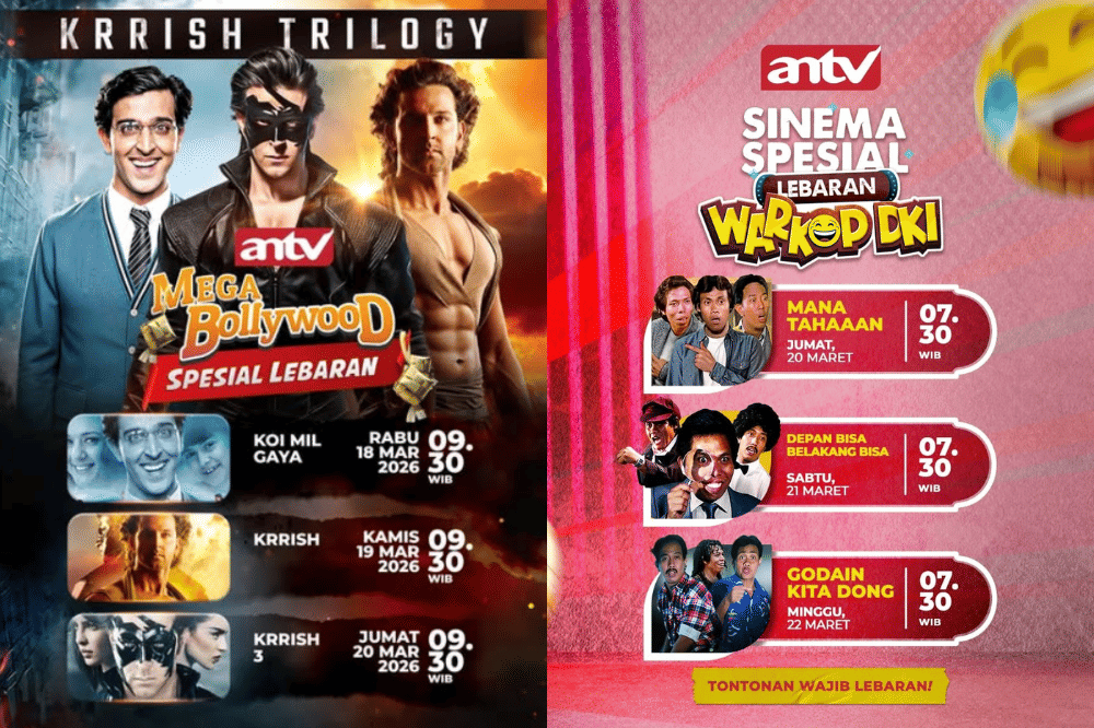 Jadwal film Lebaran 2026 di ANTV menampilkan Bollywood sampai Warkop DKI