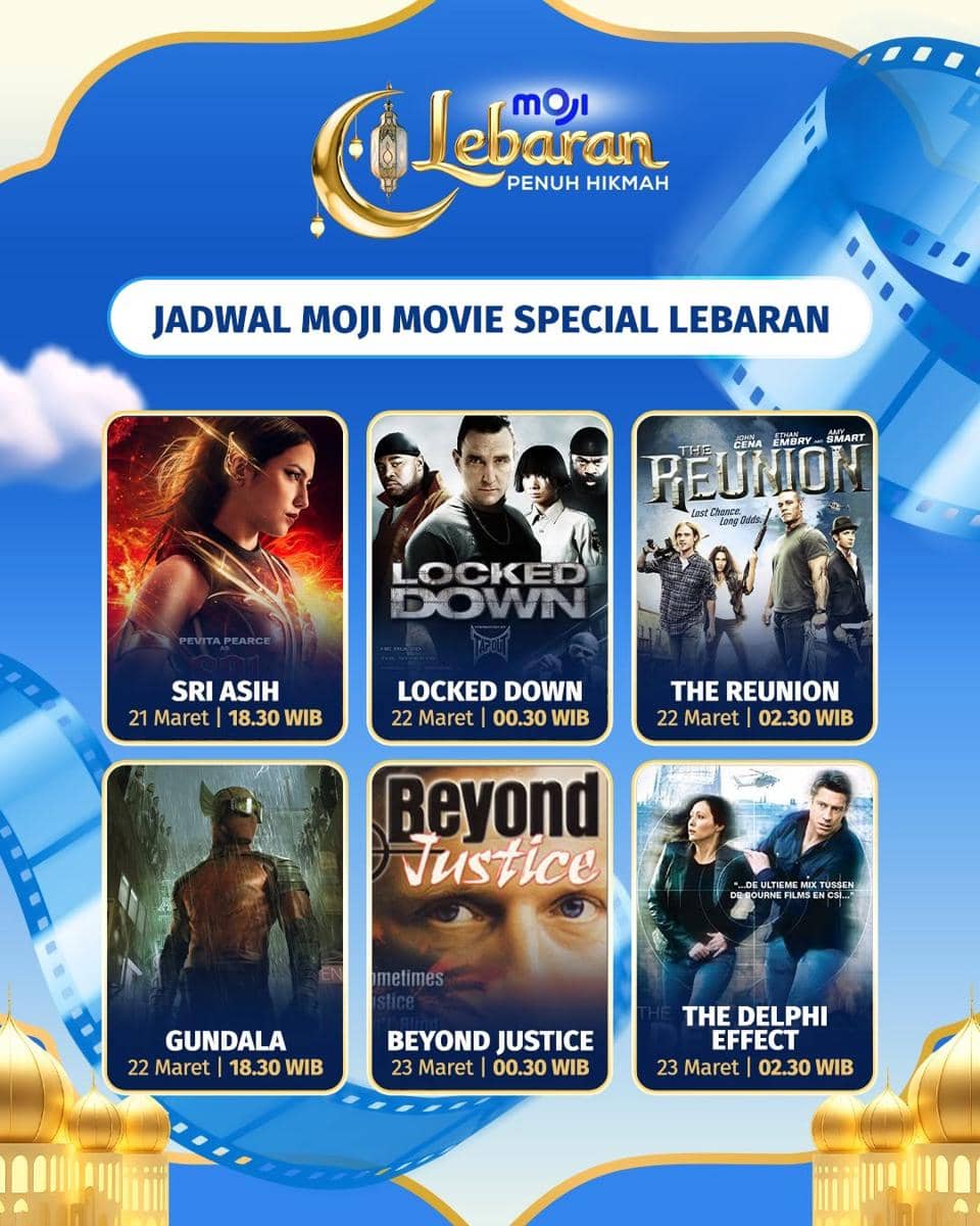 Jadwal film Lebaran 2026 di Moji menampilkan film unggulan seperti Sri Asih dan Gundala