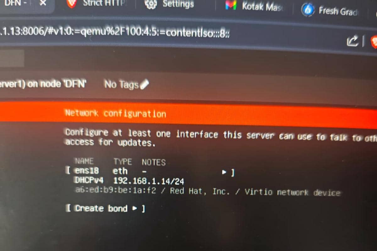 potret pengaturan IP statis perangkat 