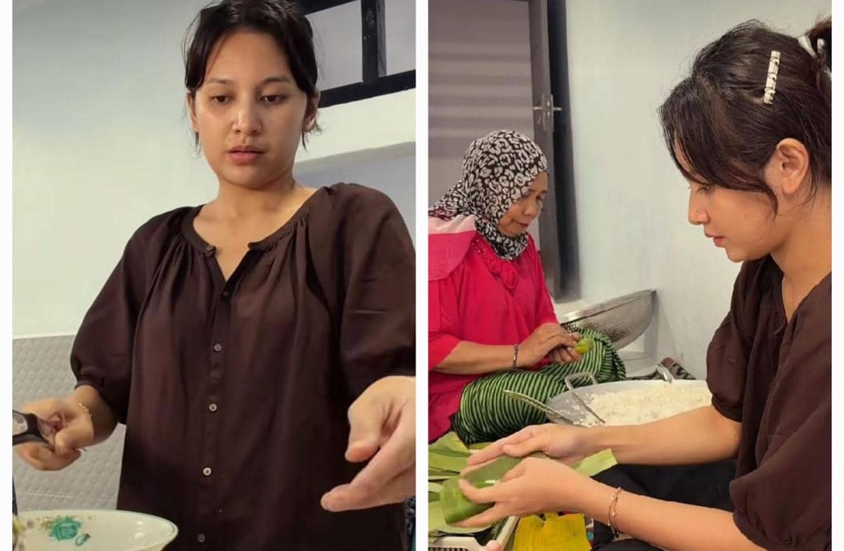 9 Potret Indah Permatasari Masak untuk Lebaran, Bikin Buras dan Coto