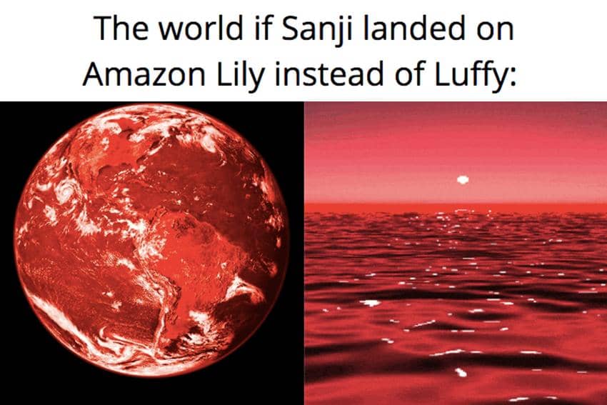 8 Meme Sanji Mimisan, Bumi Sampai Berubah Jadi Merah?