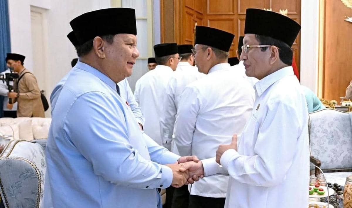 Menteri Agama, Nasaruddin Umar ikut halal bihalal di Istana Merdeka, Jakarta (Instagram.com/Sekretariat Presiden)