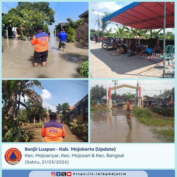 Lebaran, 510 Warga Mojokerto Mengungsi karena Banjir