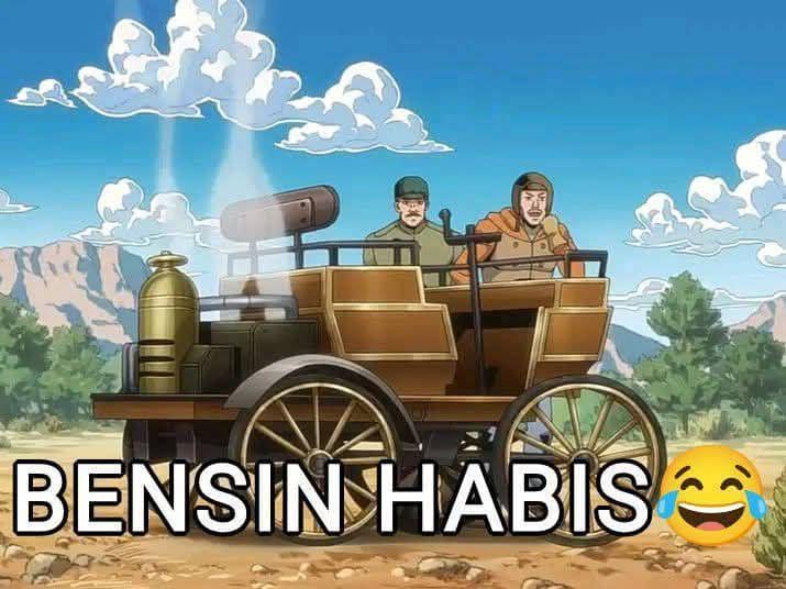 Meme peserta Steel Ball Run kehabisan bensin