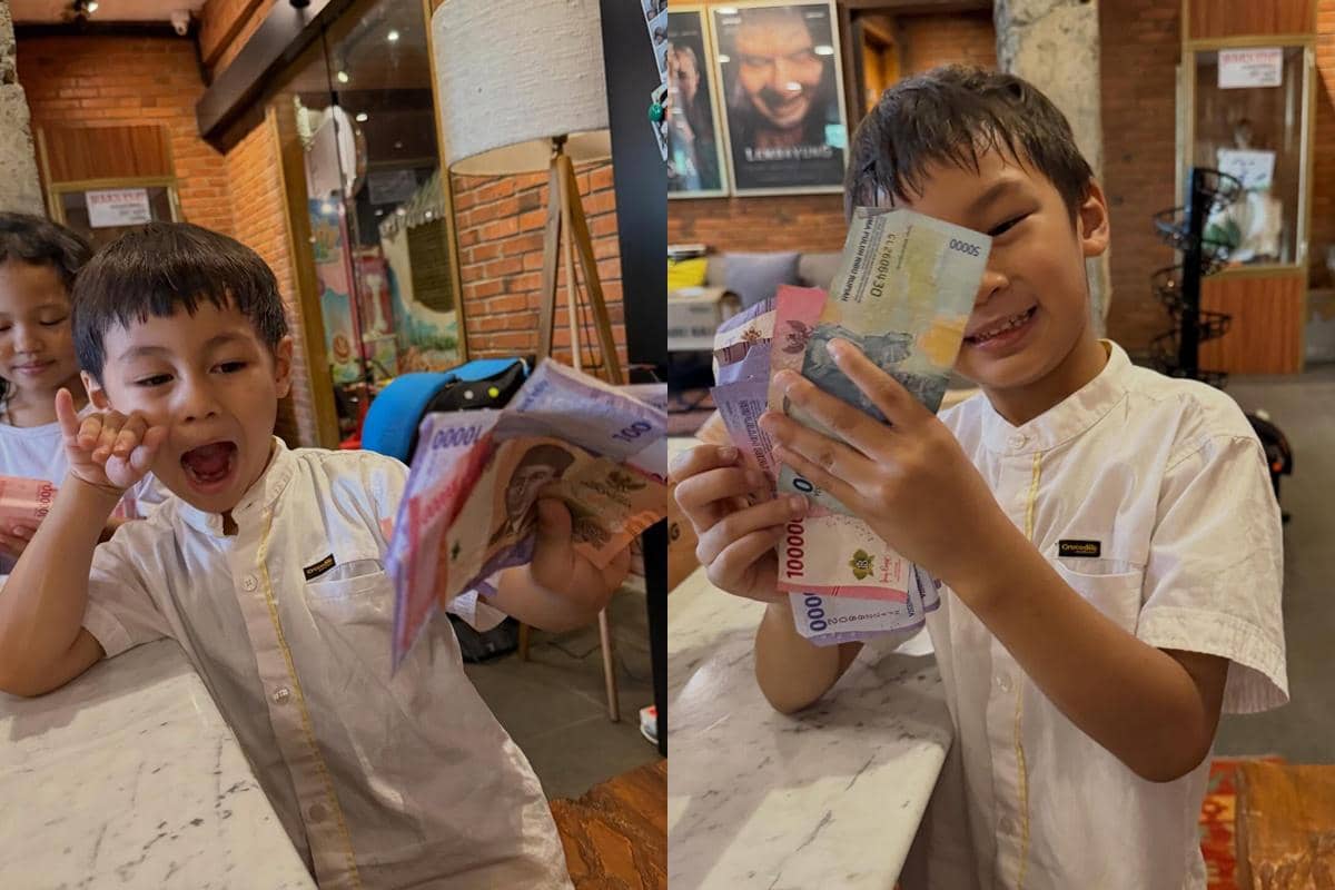 Kenzo dan Kiano dapat uang THR dari Baim Wong