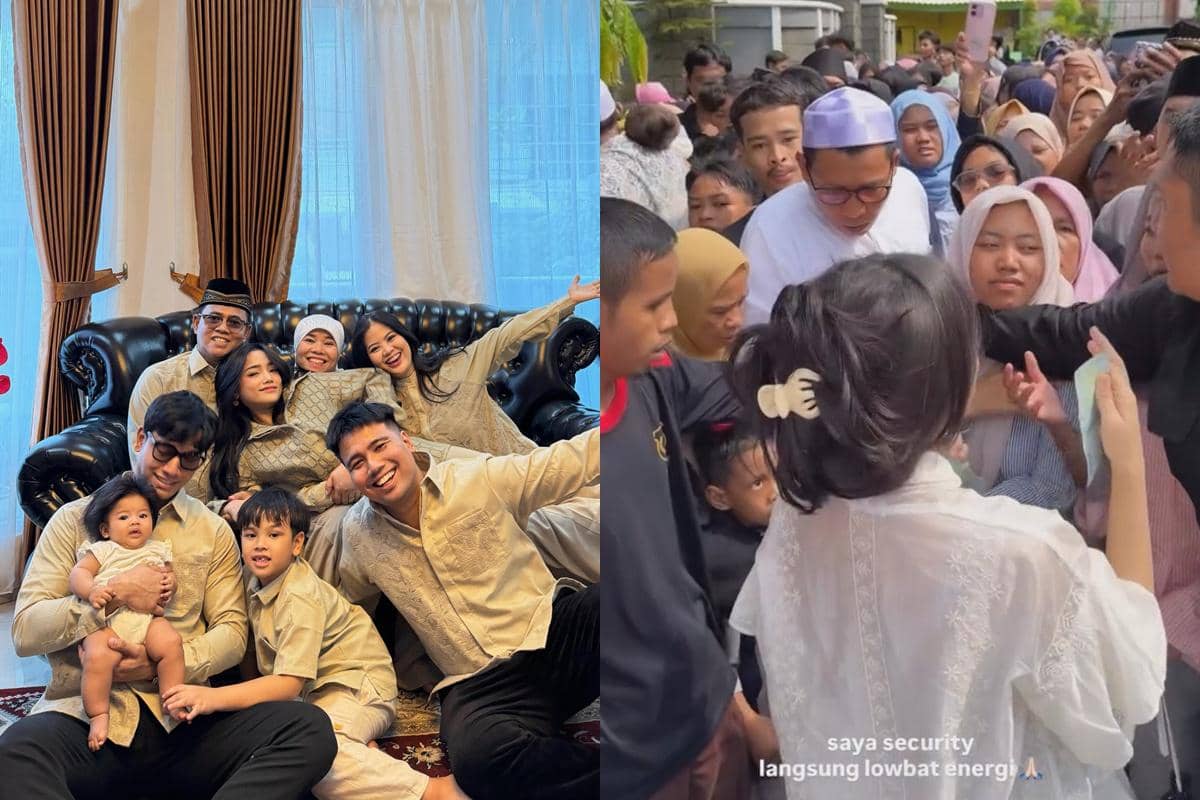 Fuji bagi-bagikan THR kepada warga sekitar yang antusias berkerumun