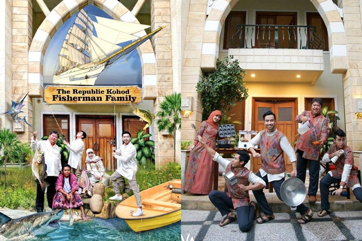 Pemotretan Lebaran keluarga Vidi Aldiano dengan tema-tema unik dan lucu