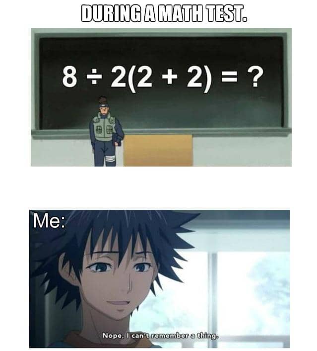 meme anime tentang ujian matematika