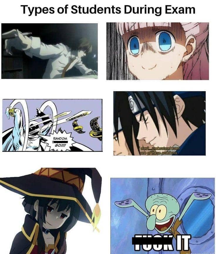 meme anime tentang ujian matematika