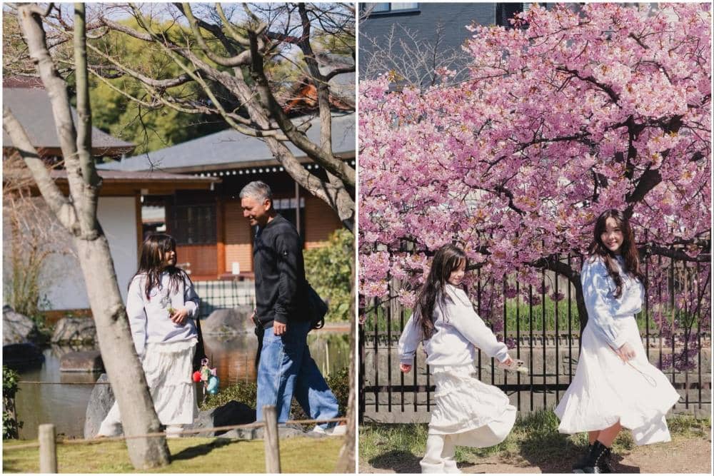 10 Potret Gading, Gisel, Gempita Menikmati Sakura di Kōraku-en Garden