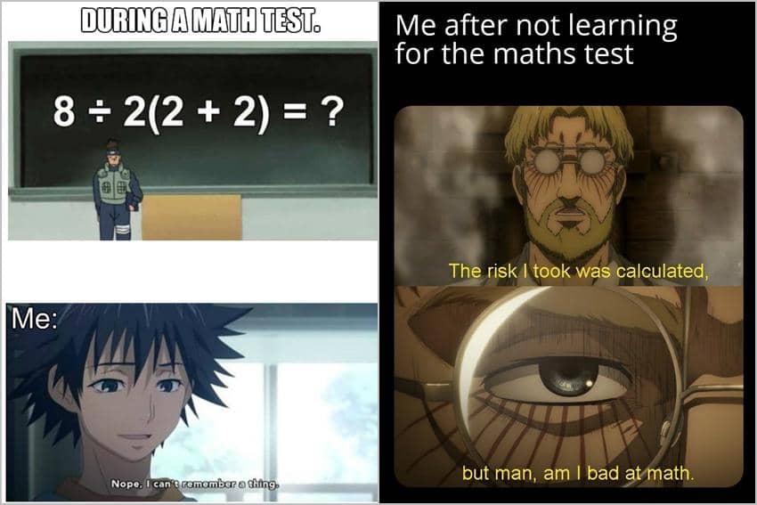 8 Meme Anime tentang Ujian Matematika, Malah Gak Belajar