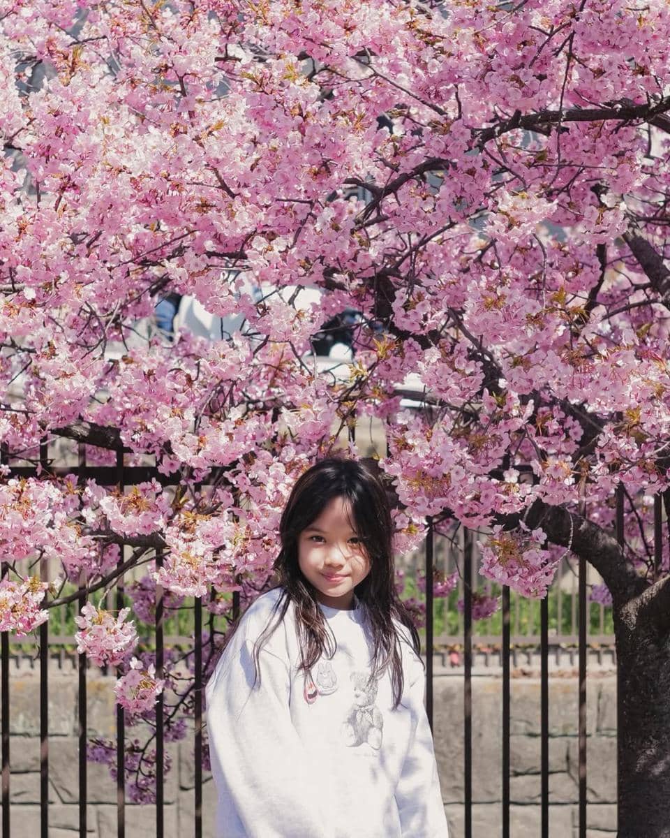Gading, Gisel, Gempita menikmati sakura di Kōraku-en Garden