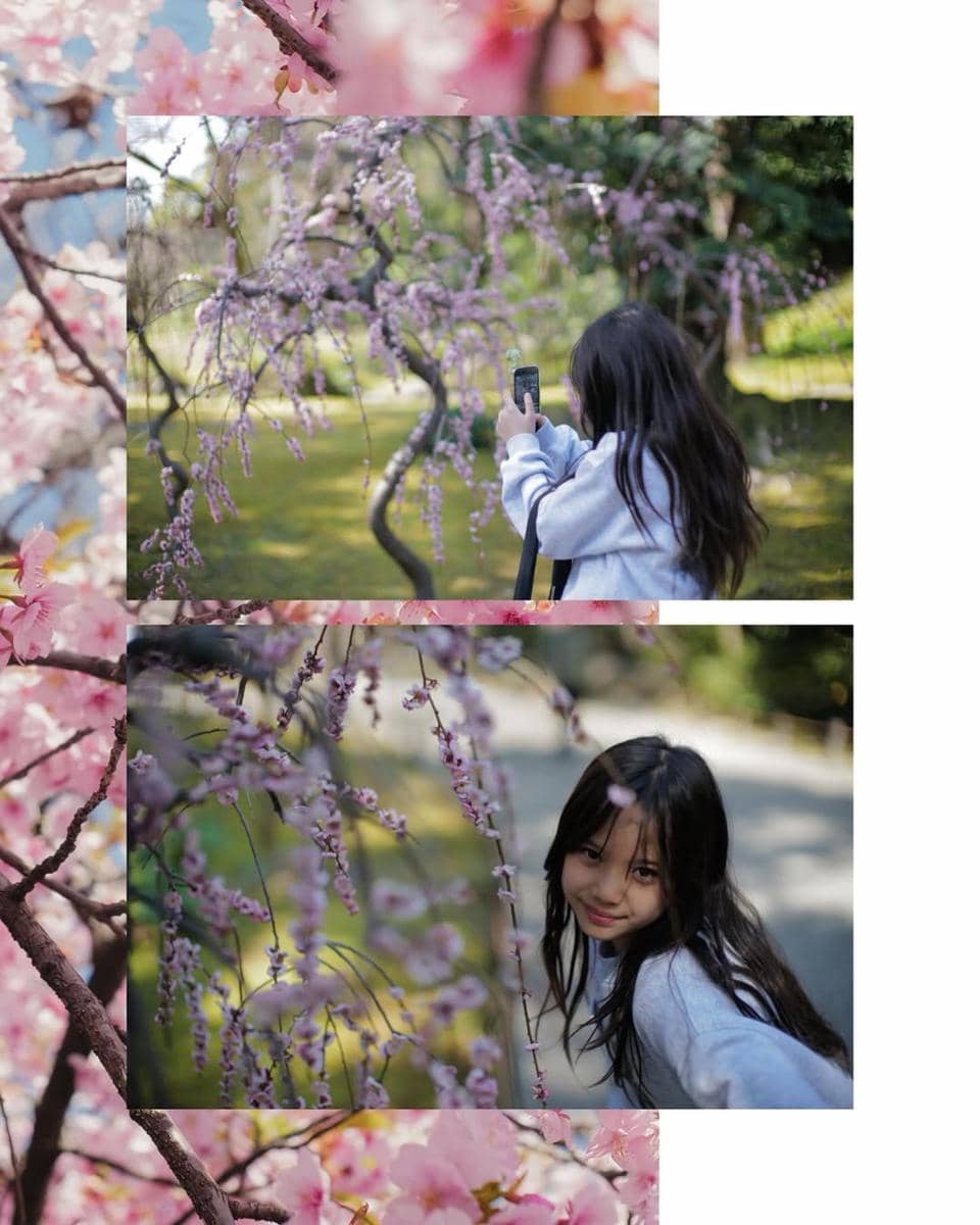 Gading, Gisel, Gempita menikmati sakura di Kōraku-en Garden