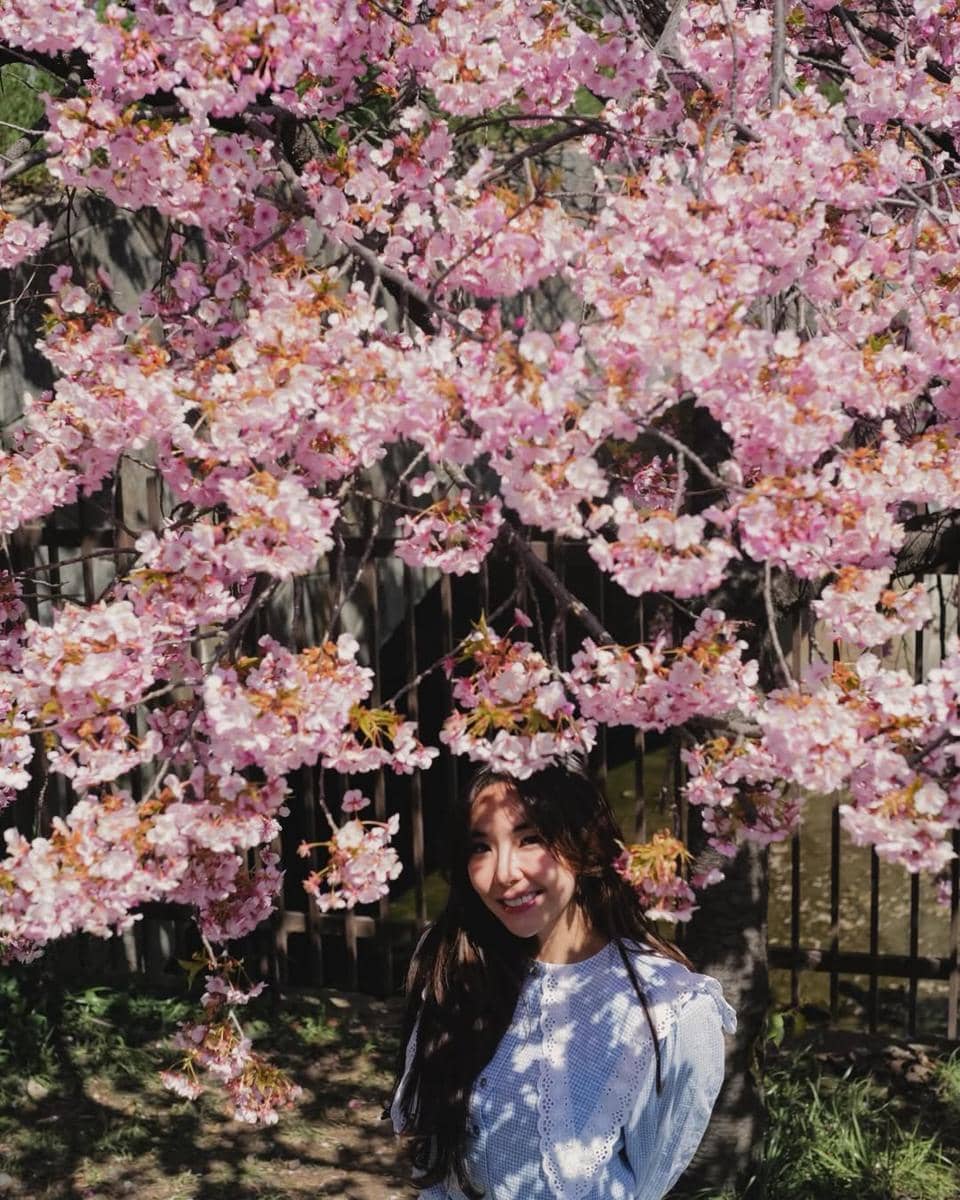 Gading, Gisel, Gempita menikmati sakura di Kōraku-en Garden