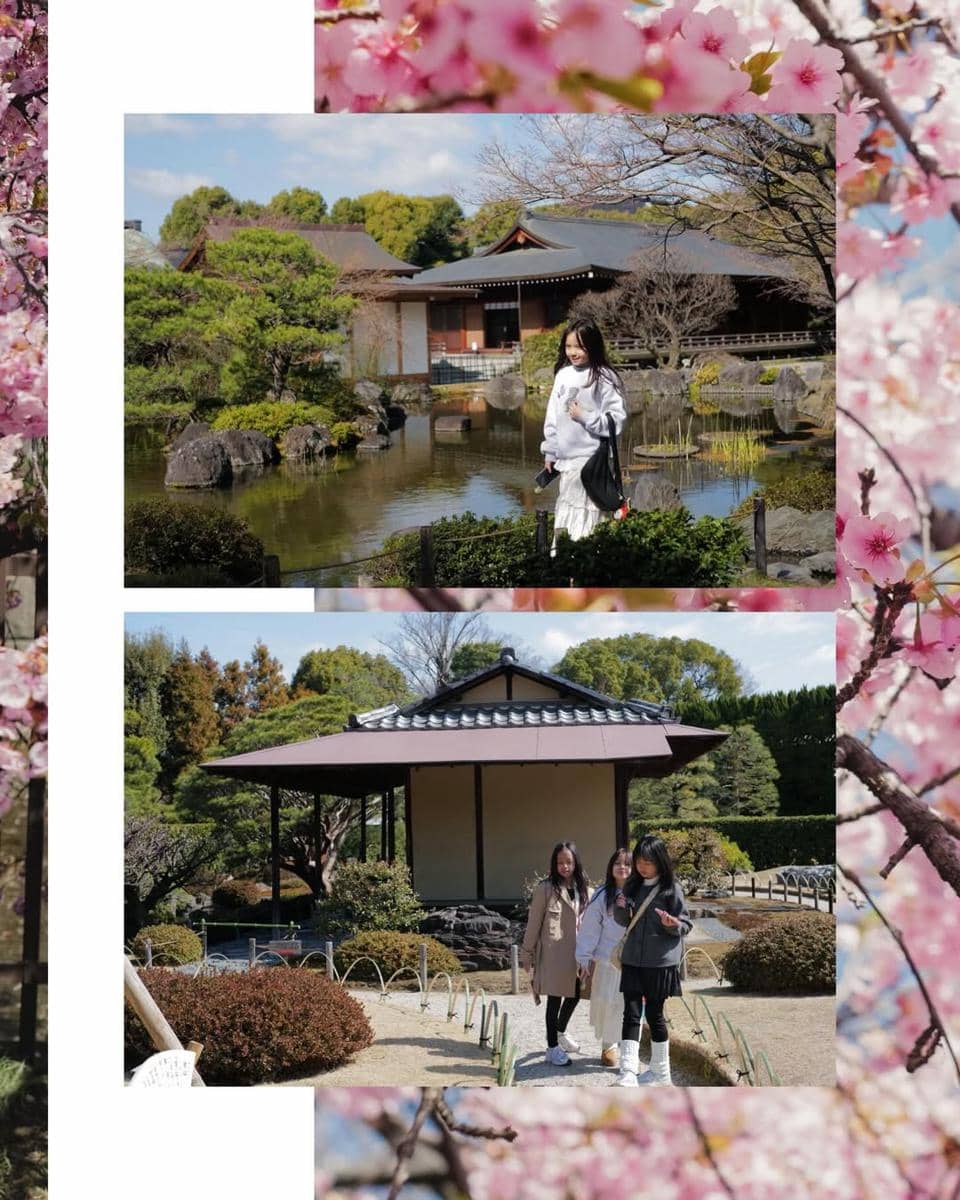 Gading, Gisel, Gempita menikmati sakura di Kōraku-en Garden