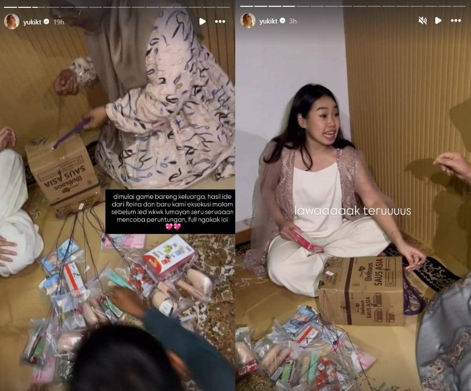 Keluarga Yuki Kato main games tarik benang untuk dapat THR