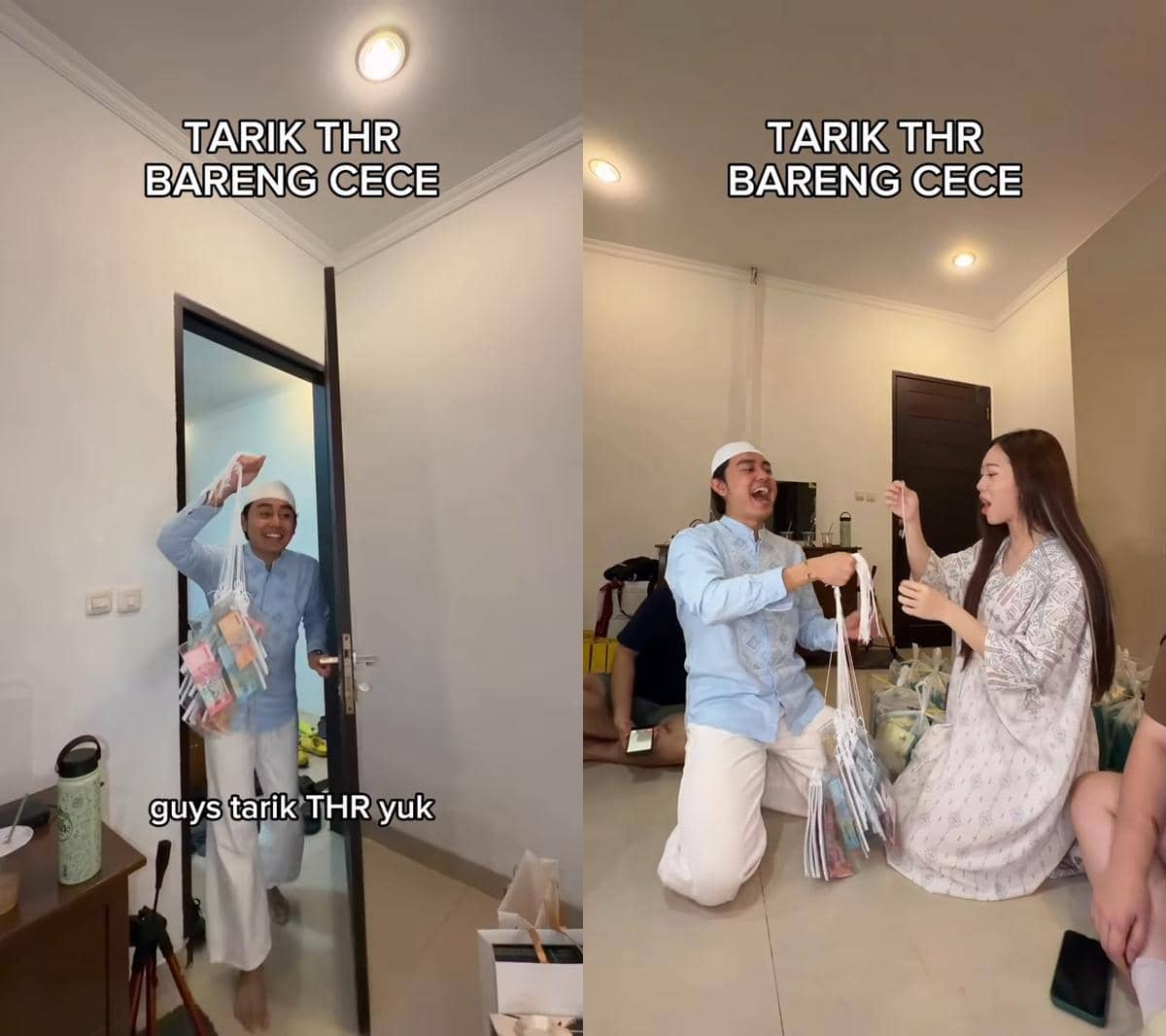 Rasyid Muhammad bagikan THR dengan cara tarik benang