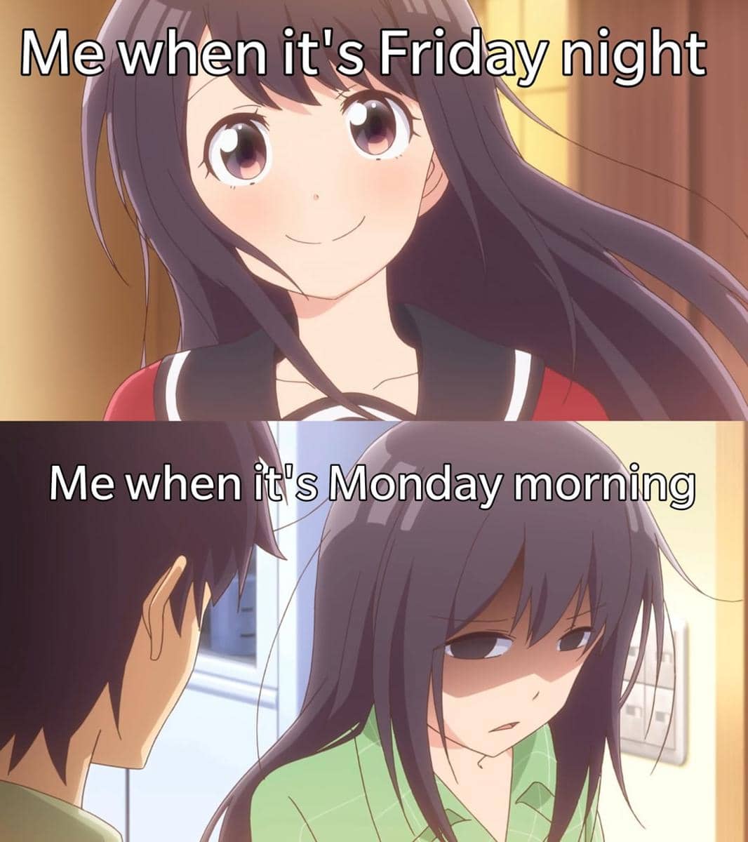 meme anime tentang Senin pagi