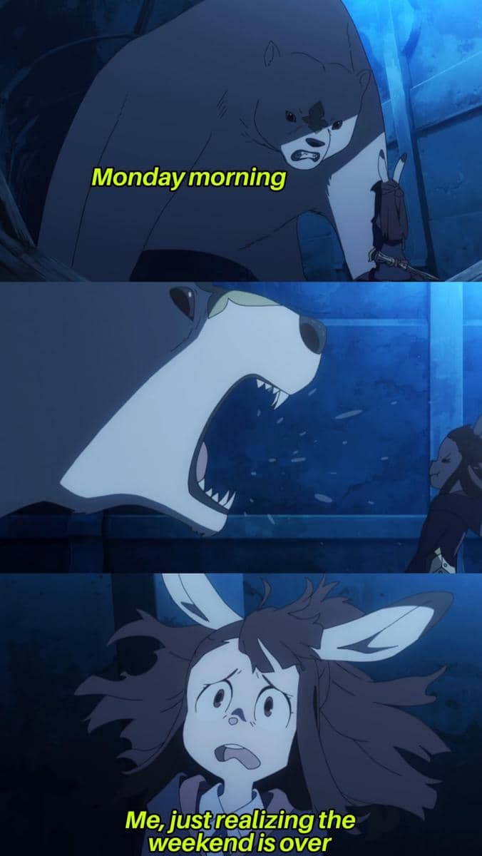 meme anime tentang Senin pagi