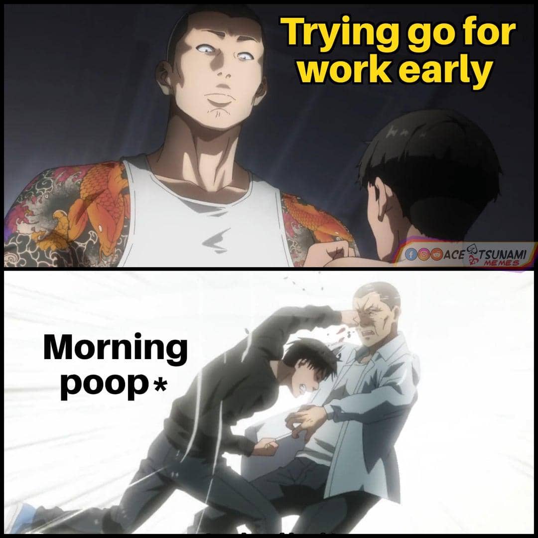 meme anime tentang Senin pagi