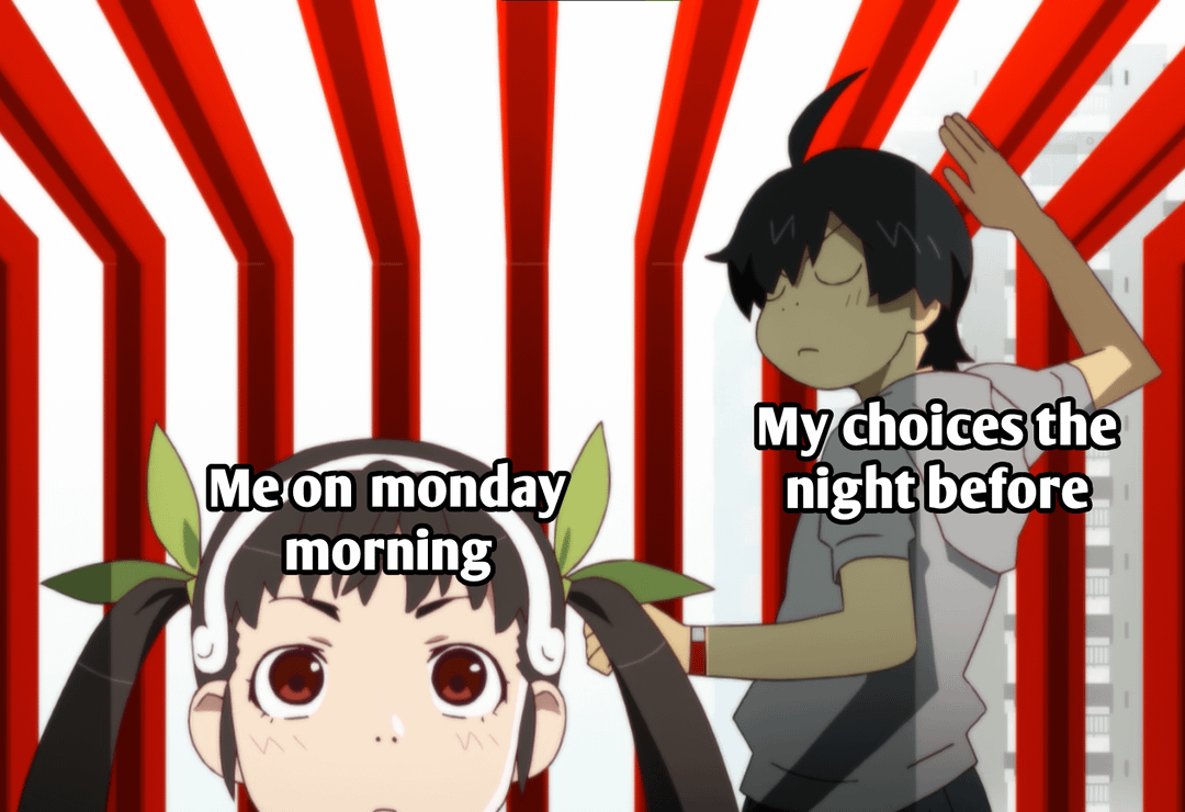 meme anime tentang Senin pagi