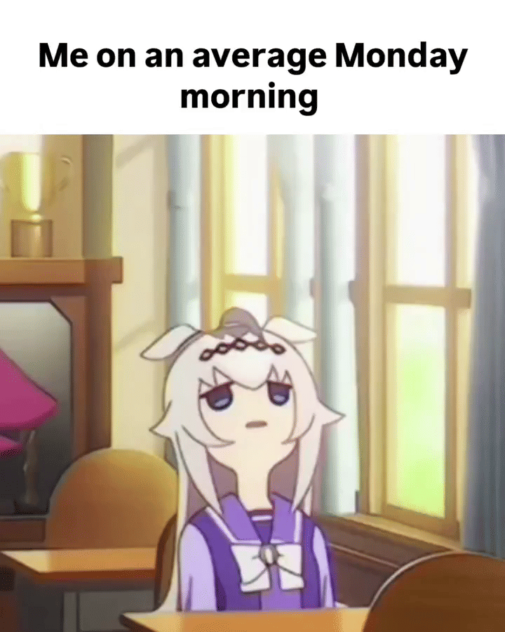 meme anime tentang Senin pagi