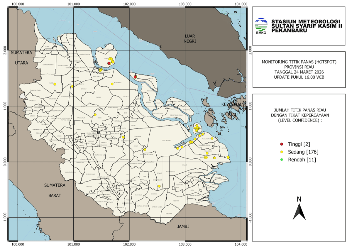 Ada 355 Titik Panas Tersebar di Pulau Sumatera, Riau Terbanyak