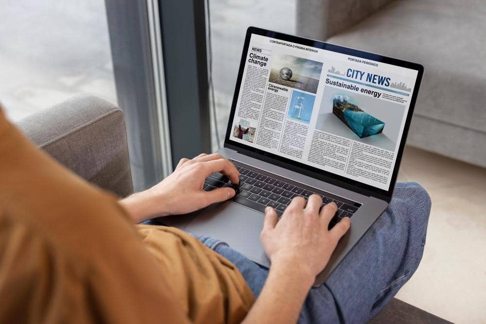 ilustrasi membaca berita online