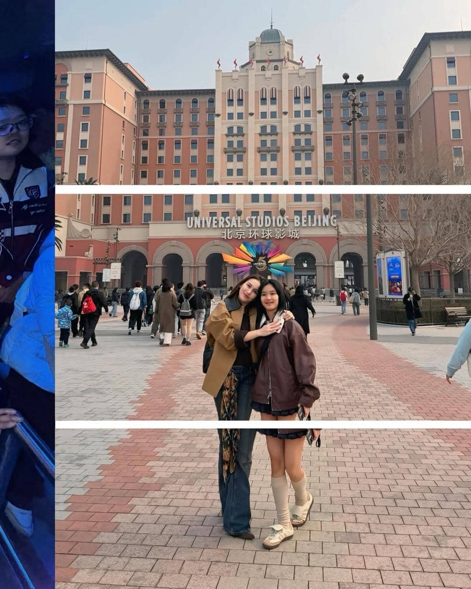 Ayu Ting Ting dan Bilqis liburan ke Universal Studio Beijing