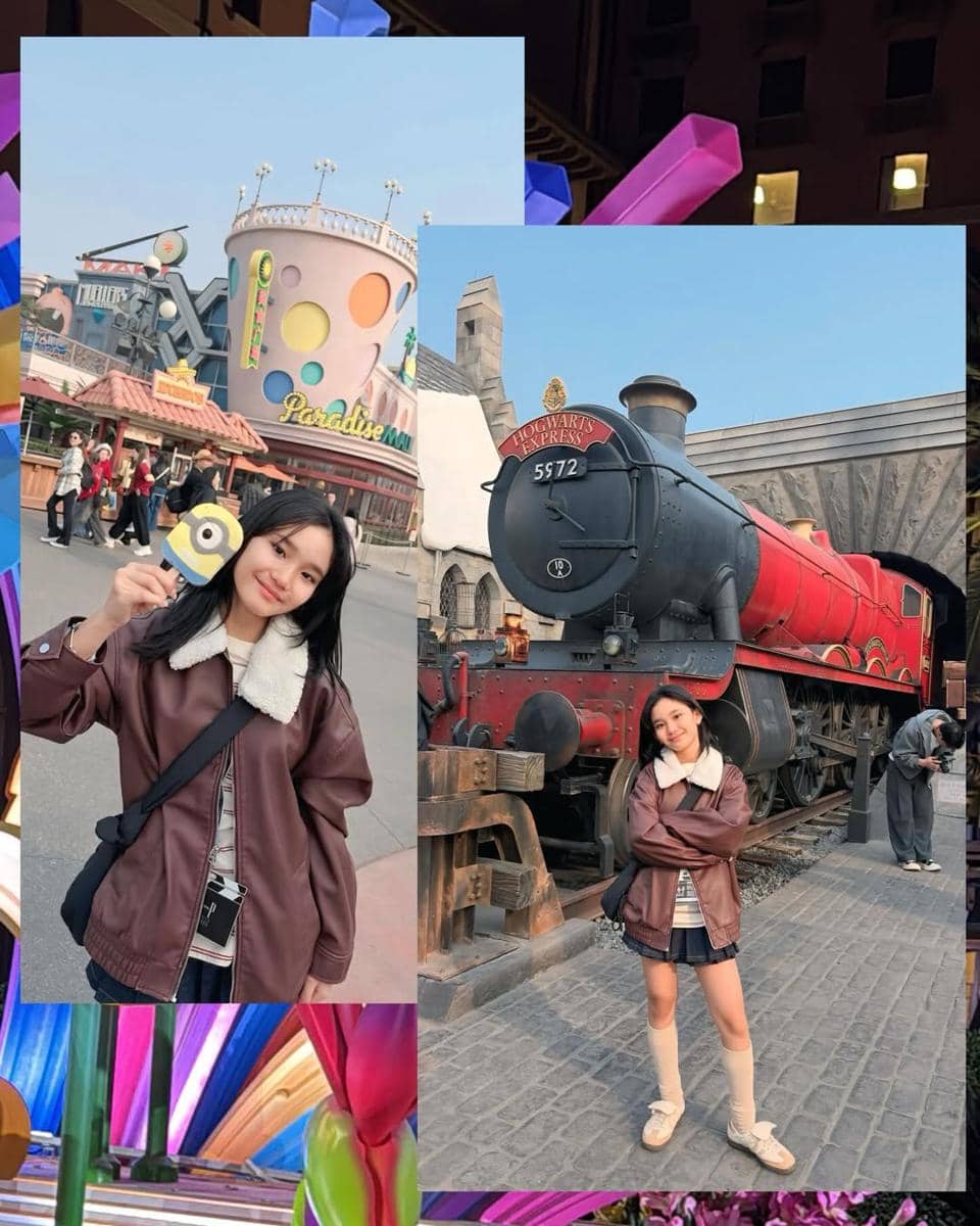 Ayu Ting Ting dan Bilqis liburan ke Universal Studio Beijing
