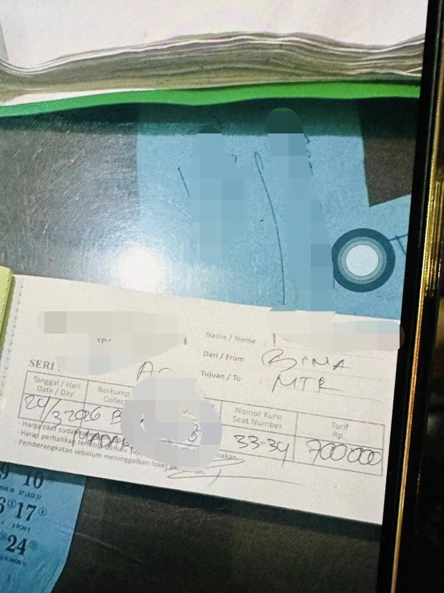 Bukti pelanggaran harga tarif bus AKDP non ekonomi rute Mataram-Bima yang melampaui ambang batas.