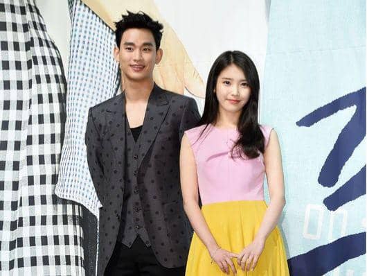 Kim Soo Hyun dan IU di press conference drama The Producers