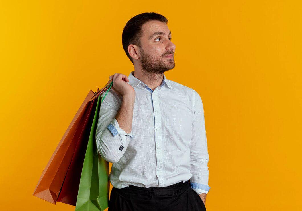 ilustrasi pria konsumtif