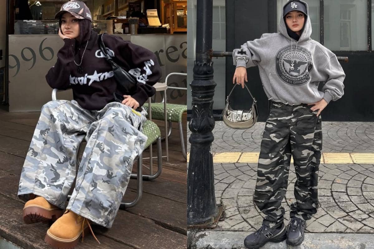 7 Ide Padu Padan Celana Loreng ala Tia Santika, Gayanya Atraktif!