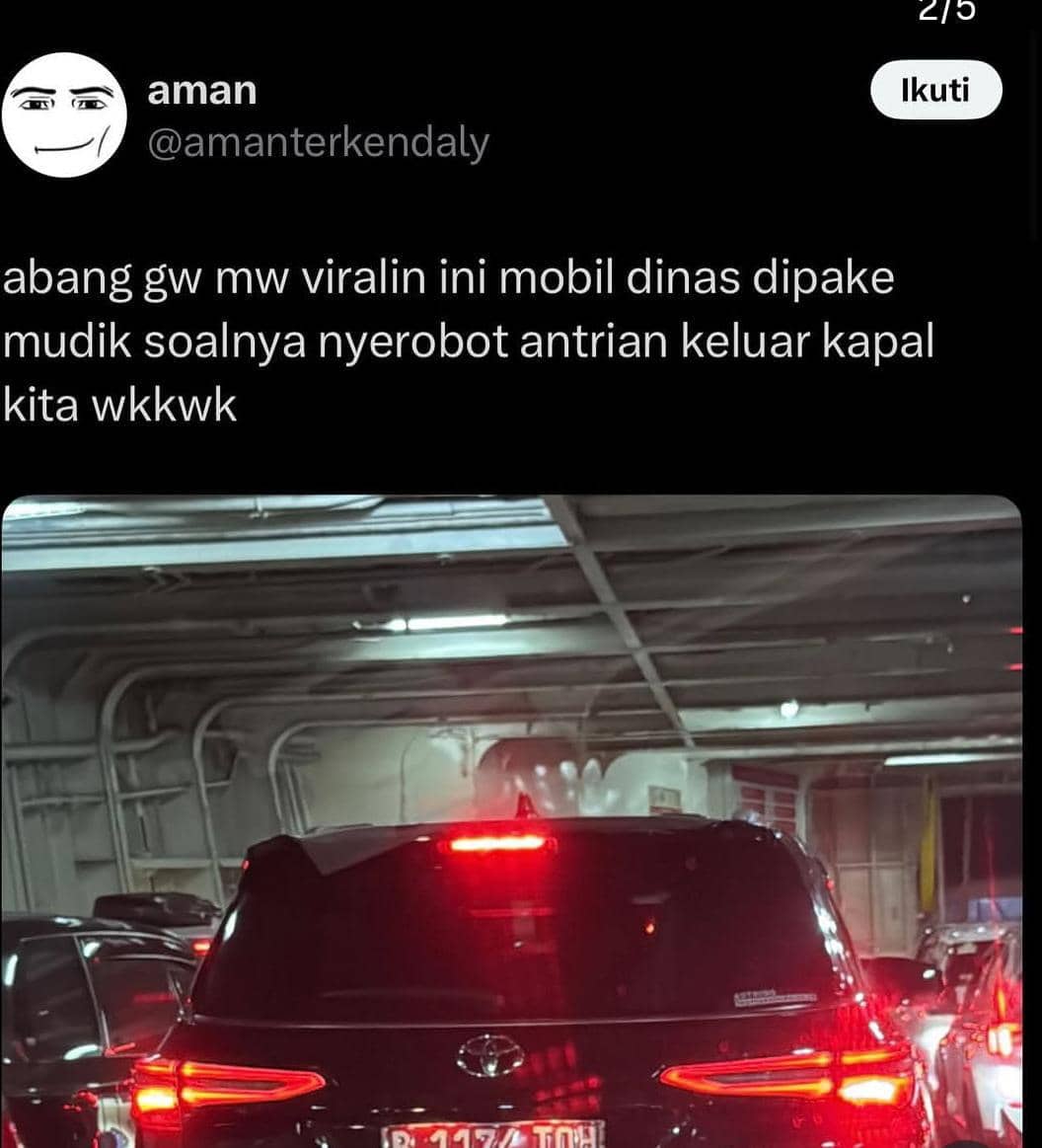 Mobil dinas Pemprov DKI Jakarta diduga digunakan untuk mudik.