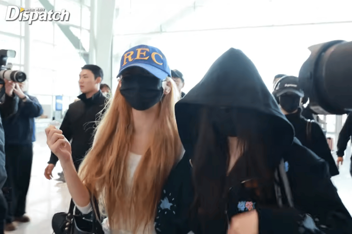 potret Stella dan Carmen Hearts2Hearts berangkat ke Indonesia untuk fan meeting (dok. Dispatch)