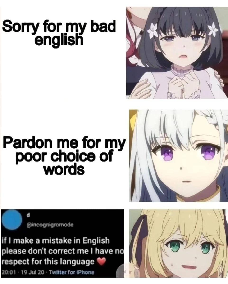 meme anime tentang belajar bahasa Inggris